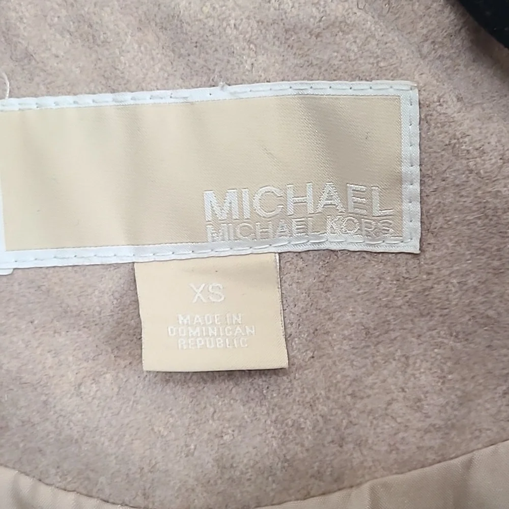 Michael Kors Women Coat XS Tan Gold‎ Buttons Wool Blend Pea Coat Blazer Jacket